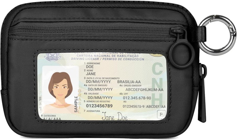 DiDida The Iris Wallet Zip Card Case with ID Window Purses for Women Coin Purse with Zipper Mini Portable Keychain Wallet, Black - Image 1